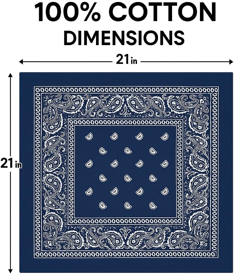 SUNRIBE 3 Pack Paisley Bandanas – 100% Cotton Square 21x21 Head Wrap, Headband, Face Cover, Neck Scarf for Men & Women - Image 4